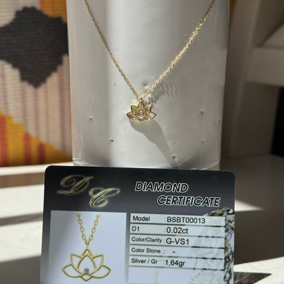Certified 0,02 ct. Diamond 14K Necklace NEW with giftbox! FOR VALENTINE’S DAY♥️ - Picture 2 of 7